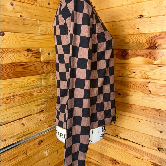Brown and black checkered long sleeve thermal shirt - Picture 4 of 8